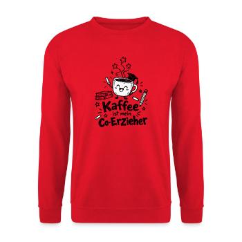 Lustiger Kaffeebecher Cartoon - Unisex Pullover - Rot - Vorne - Alina (178cm) & Michal (187cm)