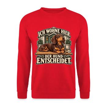 Der Dackel entscheidet - Unisex Pullover - Rot - Vorne - Alina (178cm) & Michal (187cm)