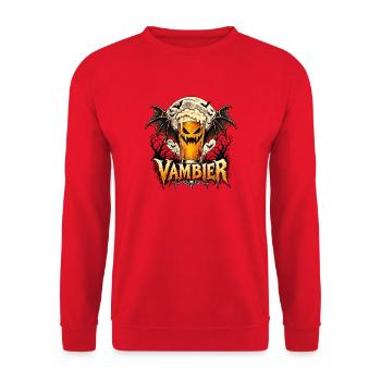 VamBier Halloween Grafik - Unisex Pullover - Rot - Vorne - Alina (178cm) & Michal (187cm)