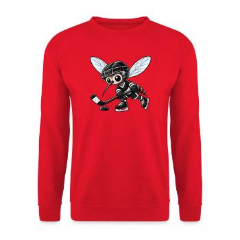 Mücke Moskito Eishockey Spieler Cartoon Cool - Unisex Pullover - Rot - Vorne - Alina (178cm) & Michal (187cm)