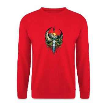 Mystische Mondlandschaft – Natur & Fantasy - Unisex Pullover - Rot - Vorne - Alina (178cm) & Michal (187cm)
