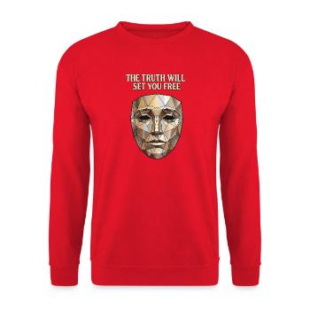 King Boldwin Maske Bibel Gott - Unisex Pullover - Rot - Vorne - Alina (178cm) & Michal (187cm)