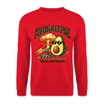 Avocado Apokalypse Guacamole Boom Essen Wortspiel Humor - Unisex Pullover - Rot - Vorne - Alina (178cm) & Michal (187cm)