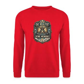 Die_Realitaet_interessiert_sich_nicht_fuer_dein - Unisex Pullover - Rot - Vorne - Alina (178cm) & Michal (187cm)