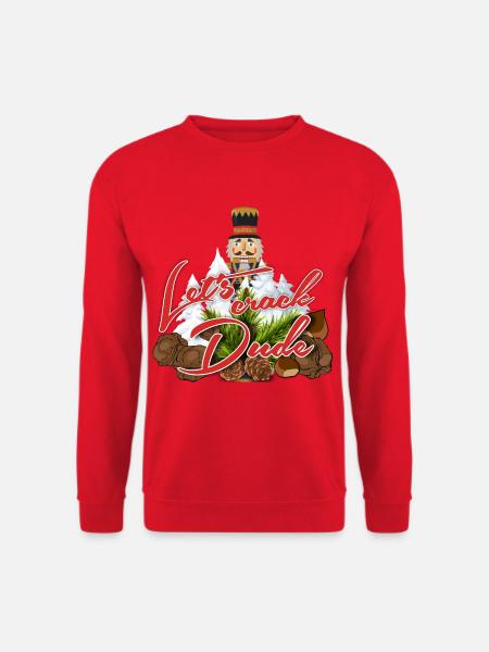 Weihnachtslustiges Nussknacker-Design lässt uns knacken, Kumpel - Unisex Pullover - Rot