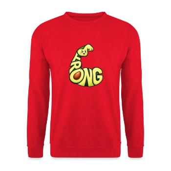 Strong – Starkes Avocado Fitness Kraft Motiv - Unisex Pullover - Rot - Vorne - Alina (178cm) & Michal (187cm)