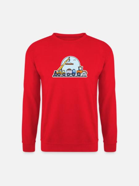 Baustelle: Kran, Kipper und Straßenwalze - Unisex Pullover - Rot
