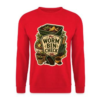 WORM BIN CHECK - Unisex Pullover - Rot - Vorne - Alina (178cm) & Michal (187cm)