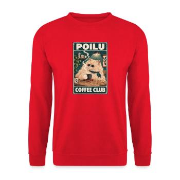 Ginger Cat im Café — Poilu Coffee Club - Unisex Pullover - Rot - Vorne - Alina (178cm) & Michal (187cm)