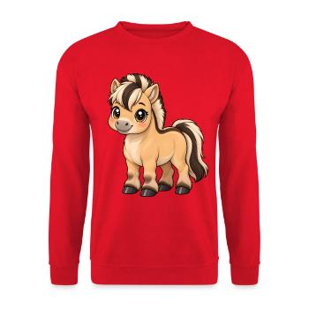 Kawaii Fjordpferd – Süßes Norwegerpferd - Unisex Pullover - Rot - Vorne - Alina (178cm) & Michal (187cm)