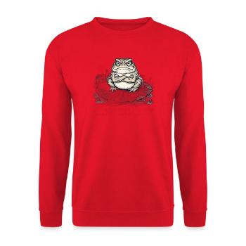 Grumpy Toad Society T-Shirt — Vintage-japanische Toa - Unisex Pullover - Rot - Vorne - Alina (178cm) & Michal (187cm)