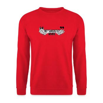 Ich? Sarkastisch? Nie. T-Shirt — lustige, sarkastische - Unisex Pullover - Rot - Vorne - Alina (178cm) & Michal (187cm)