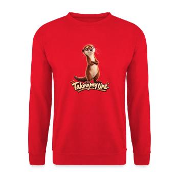 Niedlicher Otter | Taking my Time - Unisex Pullover - Rot - Vorne - Alina (178cm) & Michal (187cm)