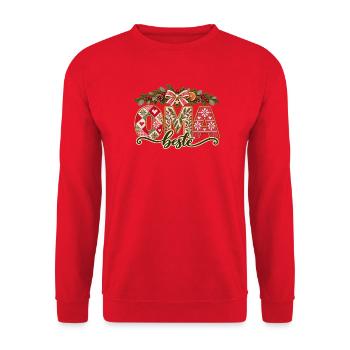 Beste Oma – Weihnachten Patchwork - Unisex Pullover - Rot - Vorne - Alina (178cm) & Michal (187cm)