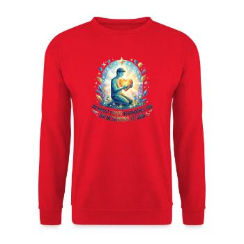 Du_musst_nichts_besonderes_zun_um_besonders_zu_ - Unisex Pullover - Rot - Vorne - Alina (178cm) & Michal (187cm)