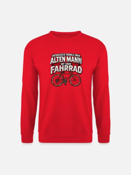 Alten Mann mit Fahrrad Warnung - Unisex Pullover - Rot