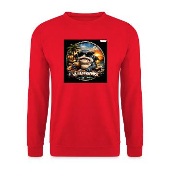 HaiHappenFrust Strandshark - Unisex Pullover - Rot - Vorne - Alina (178cm) & Michal (187cm)