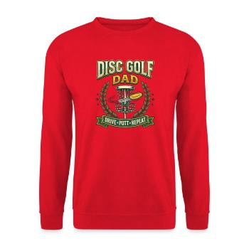Disc Golf Dad Drive Putt Repeat - Unisex Pullover - Rot - Vorne - Alina (178cm) & Michal (187cm)
