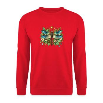 Azurblaue Libellenpracht - Unisex Pullover - Rot - Vorne - Alina (178cm) & Michal (187cm)