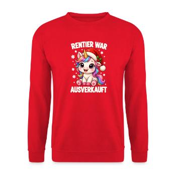 Rentier War Ausverkauft Einhorn - Unisex Pullover - Rot - Vorne - Alina (178cm) & Michal (187cm)