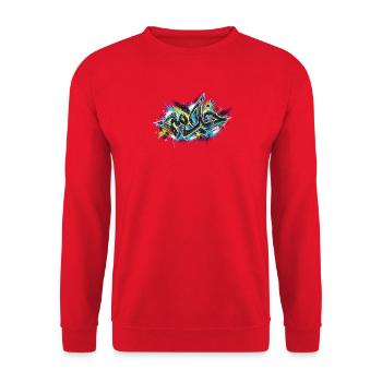 Neon-Graffiti-Explosion - Unisex Pullover - Rot - Vorne - Alina (178cm) & Michal (187cm)