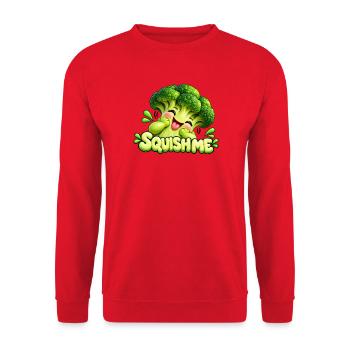 Squishme Brokkoli Cartoon - Unisex Pullover - Rot - Vorne - Alina (178cm) & Michal (187cm)