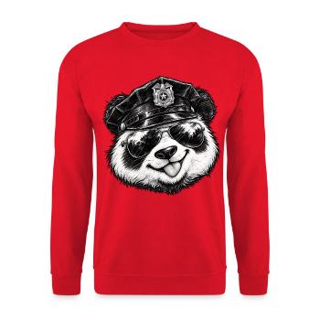 Cool Panda Polizei Sonnenbrille Panda Lover Kunst - Unisex Pullover - Rot - Vorne - Alina (178cm) & Michal (187cm)
