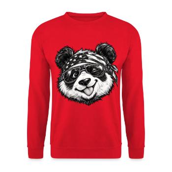 Cool Panda Biker Bandana Sonnenbrille Tierkunst - Unisex Pullover - Rot - Vorne - Alina (178cm) & Michal (187cm)