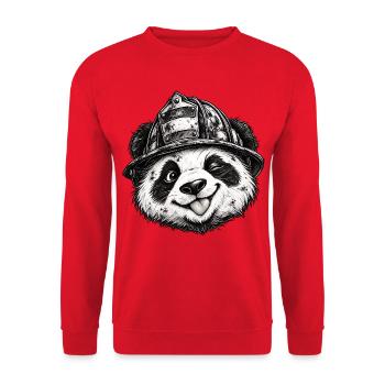 Lustiger Panda-Feuerwehrhelm Panda-Liebhaber-Humor - Unisex Pullover - Rot - Vorne - Alina (178cm) & Michal (187cm)