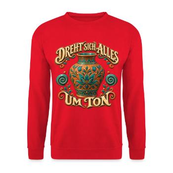 Dreht sich Alles um Ton - Unisex Pullover - Rot - Vorne - Alina (178cm) & Michal (187cm)