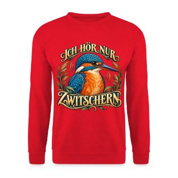 Ich hör nur Zwitschern - Unisex Pullover - Rot - Vorne - Alina (178cm) & Michal (187cm)