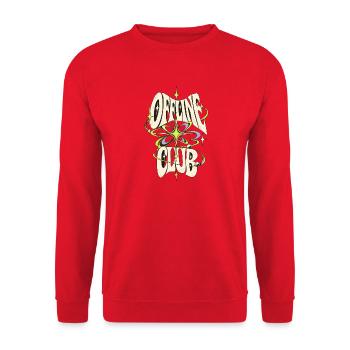 Open Club Retro Psychedelic Design - Unisex Pullover - Rot - Vorne - Alina (178cm) & Michal (187cm)