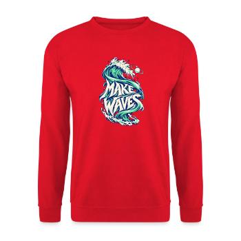 Make Waves Planet Wave Surf Art - Unisex Pullover - Rot - Vorne - Alina (178cm) & Michal (187cm)