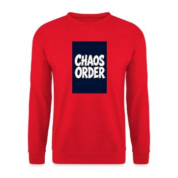 Chaos vs Ordnung - Unisex Pullover - Rot - Vorne - Alina (178cm) & Michal (187cm)