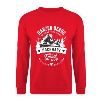 Harzer Berge Schiene Is D'r Harz Hochharz - Unisex Pullover - Rot - Vorne - Alina (178cm) & Michal (187cm)