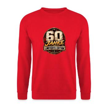 60 Jahre – Limitierte Edition Geburtstag - Unisex Pullover - Rot - Vorne - Alina (178cm) & Michal (187cm)