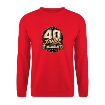 40 Jahre – Limitierte Edition Geburtstag - Unisex Pullover - Rot - Vorne - Alina (178cm) & Michal (187cm)