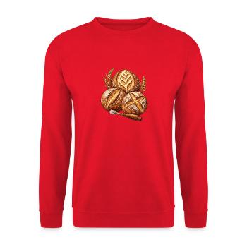 Brotkunst – Sauerteig und Brotliebe - Unisex Pullover - Rot - Vorne - Alina (178cm) & Michal (187cm)