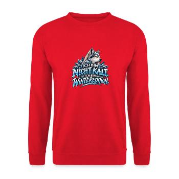 Eiswolf – Ich bin nicht kalt, ich bin Wintereditio - Unisex Pullover - Rot - Vorne - Alina (178cm) & Michal (187cm)