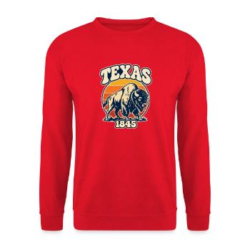 Texas Bison Sunset 1845 - Unisex Pullover - Rot - Vorne - Alina (178cm) & Michal (187cm)