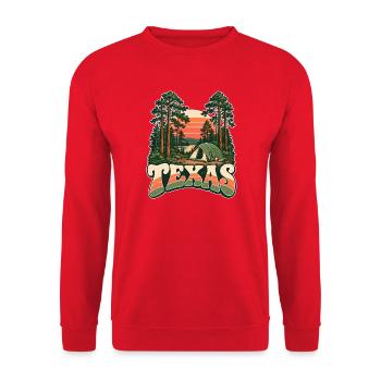 Texas Camping am Sonnenuntergang - Unisex Pullover - Rot - Vorne - Alina (178cm) & Michal (187cm)