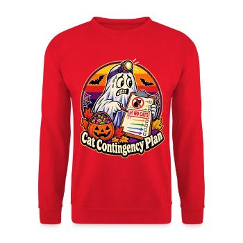 Halloween-Geist Cat Contingency Plan ABA - Unisex Pullover - Rot - Vorne - Alina (178cm) & Michal (187cm)