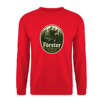 Förster im Dienst Kostüm Wald Verkleidung Fasching - Unisex Pullover - Rot - Vorne - Alina (178cm) & Michal (187cm)