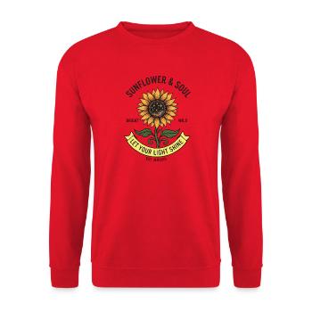 Sonnenblume Sunflower LET YOR LIGHT SHINE - Unisex Pullover - Rot - Vorne - Alina (178cm) & Michal (187cm)