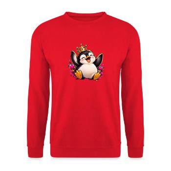 Königspinguin Jubelherz - Unisex Pullover - Rot - Vorne - Alina (178cm) & Michal (187cm)