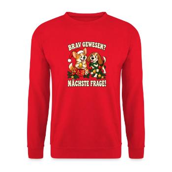 Hundeliebhaber Geschenkidee Weihnachten  - Unisex Pullover - Rot - Vorne - Alina (178cm) & Michal (187cm)