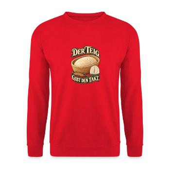 Der Teig Gibt Den Takt - Unisex Pullover - Rot - Vorne - Alina (178cm) & Michal (187cm)