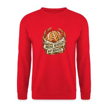 Auszeit mit Brotkruste - Unisex Pullover - Rot - Vorne - Alina (178cm) & Michal (187cm)
