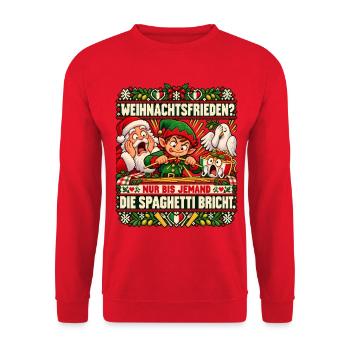 Spaghetti brechen? Schluss mit Weihnachtsfrieden - Unisex Pullover - Rot - Vorne - Alina (178cm) & Michal (187cm)