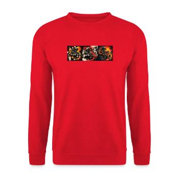 Gamer Motiv Ego Shooter - Geschenk für Zocker - Unisex Pullover - Rot - Vorne - Alina (178cm) & Michal (187cm)